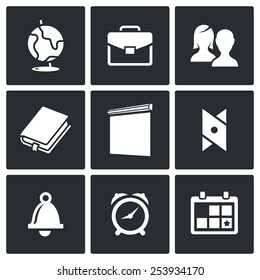 School supplies Vector Icons Set