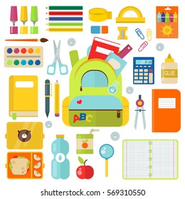 School supplies vector illustration isolated on white