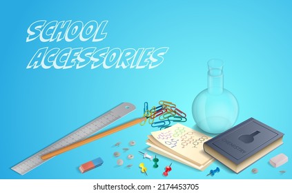 School supplies. Vector illustration of a set of school supplies for educational purposes. Sketch for creativity.