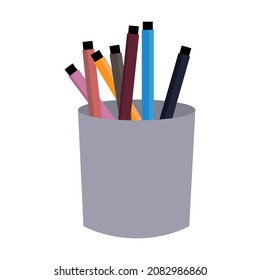 School supplies vector illustration stationery office supplies notepads markers scissors university college coffee cup study time office work notebook calculator class