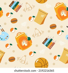 School supplies vector seamless pattern