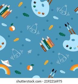 School supplies vector seamless pattern