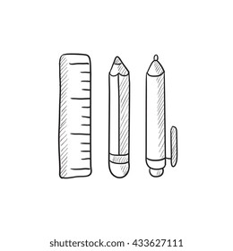 School supplies vector sketch icon isolated on background. Hand drawn School supplies icon. School supplies sketch icon for infographic, website or app.