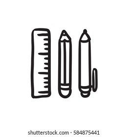 School supplies vector sketch icon isolated on background. Hand drawn School supplies icon. School supplies sketch icon for infographic, website or app.
