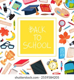 School Supply and Item Banner Design Vector Template