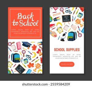 School Supply and Item Banner Design Vector Template