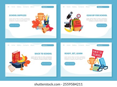 School Supply and Item Banner Design Vector Template