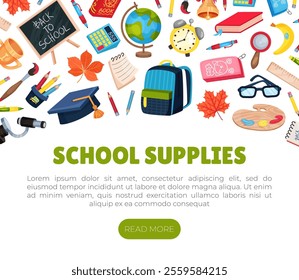 School Supply and Item Banner Design Vector Template