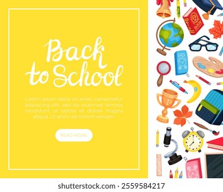 School Supply and Item Banner Design Vector Template