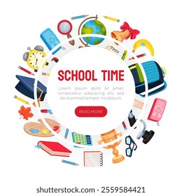 School Supply and Item Banner Design Vector Template