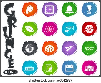 School symbol icons for user interface design in grunge style