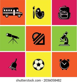 School symbols cons set of vector image