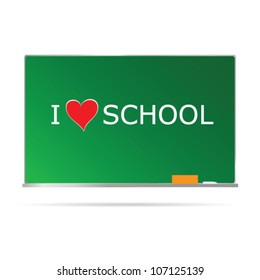 school table with message heart
