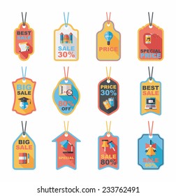 school tag flat banner background set, eps10