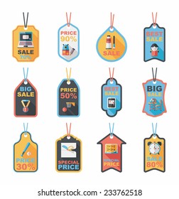 school tag flat banner background set, eps10