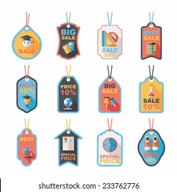 school tag flat banner background set, eps10