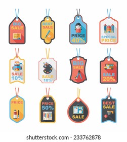 school tag flat banner background set, eps10