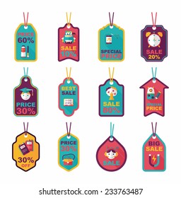 school tag flat banner background set, eps10