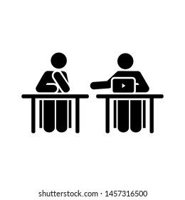 School Talk Students Lesson Pictogram Icon Stock Illustration 1463729069