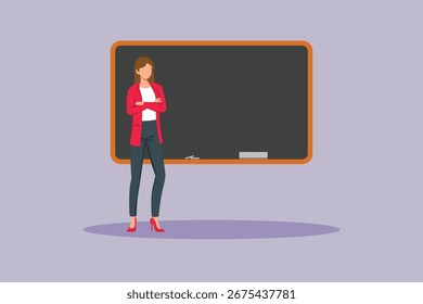 Conceito de quadro negro de professor da escola. Ilustração vetorial plana colorida isolada