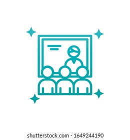 School teacher and board gradient style icon design, Eduaction class lesson knowledge preschooler study learning classroom and primary theme Vector illustration