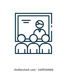School teacher and board line style icon design, Eduaction class lesson knowledge preschooler study learning classroom and primary theme Vector illustration