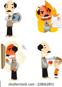School teacher cartoon illustrations