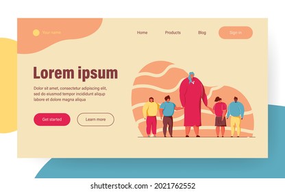 School teacher and children standing or walking together, holding hands. Joyful woman with group of kids. Vector illustration for education, daycare, kindergarten concept