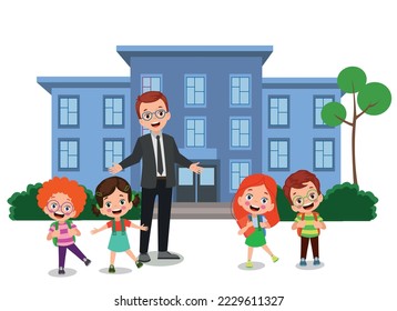 school teacher and cute students