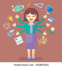 School teacher. Education and science concept illustrations. Vector art illustration.
