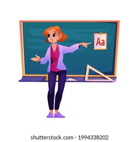 School Teacher Explaining Abc Teaching Lesson Stock Vector (Royalty ...