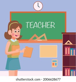 
school teacher giving classes, teacher writing on blackboard, back to school