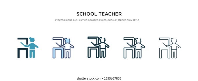 school teacher icon in different style vector illustration. two colored and black school teacher vector icons designed in filled, outline, line and stroke style can be used for web, mobile, ui