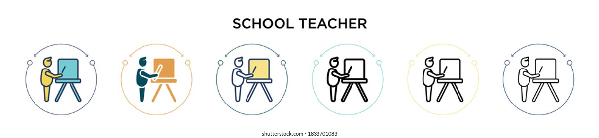 School teacher icon in filled, thin line, outline and stroke style. Vector illustration of two colored and black school teacher vector icons designs can be used for mobile, ui, web
