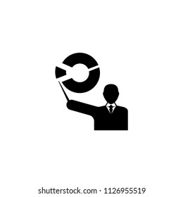 School Teacher Presentation, Education. Flat Vector Icon illustration. Simple black symbol on white background. School Teacher Presentation Education sign design template for web and mobile UI element