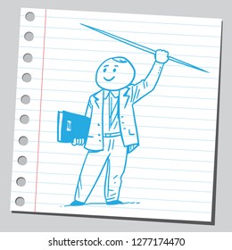 School teacher with spear