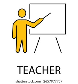 Profesor de la escuela de pie Vector Icono Ilustración Pack
