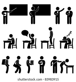 School Teacher Student Class Classroom Education Symbol Sign Icon Pictogram