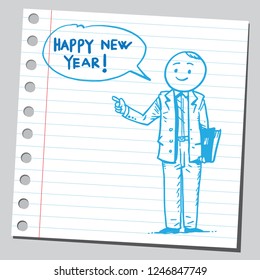 School teacher wishing happy New Year!
