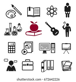 School teaching icon concept. Basic subjects. Knowledge from the classroom. Lessons of student.