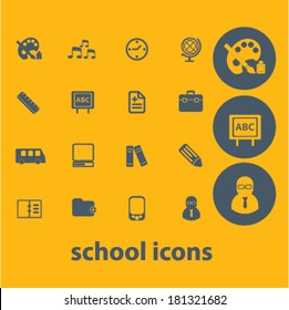 school, teaching icons set, vector