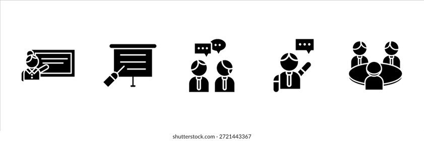 Escola ensinando ícones sólidos coleção vetor simples