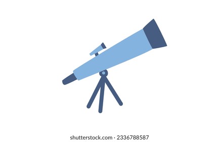 School telescope flat vector illustration. Simple telescope for students clipart cartoon style, hand drawn doodle. Teacher, students, classroom, school supplies, back to school concept
