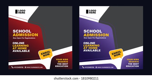 School Template For Social Media Ad. Promotion Ad. Flyer .post