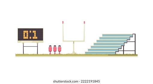 School territory stadium with score board cartoon vector illustration