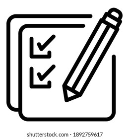 School test icon. Outline school test vector icon for web design isolated on white background