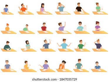 School test icons set. Cartoon set of school test vector icons for web design