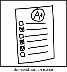 School testing. Exam checklist. Single element of back to school set.