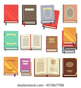 School text book flat icons. Vector illustration