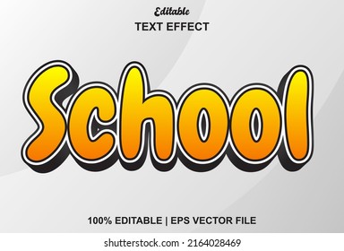 efecto de texto escolar con color blanco y amarillo editable.